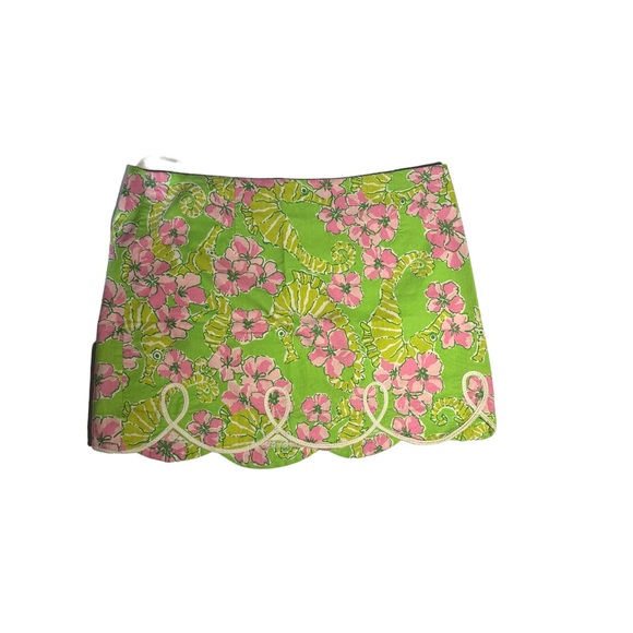 Lilly Pulitzer miniskirt seahorse design. Size 4. Green and pink - Picture 10 of 13